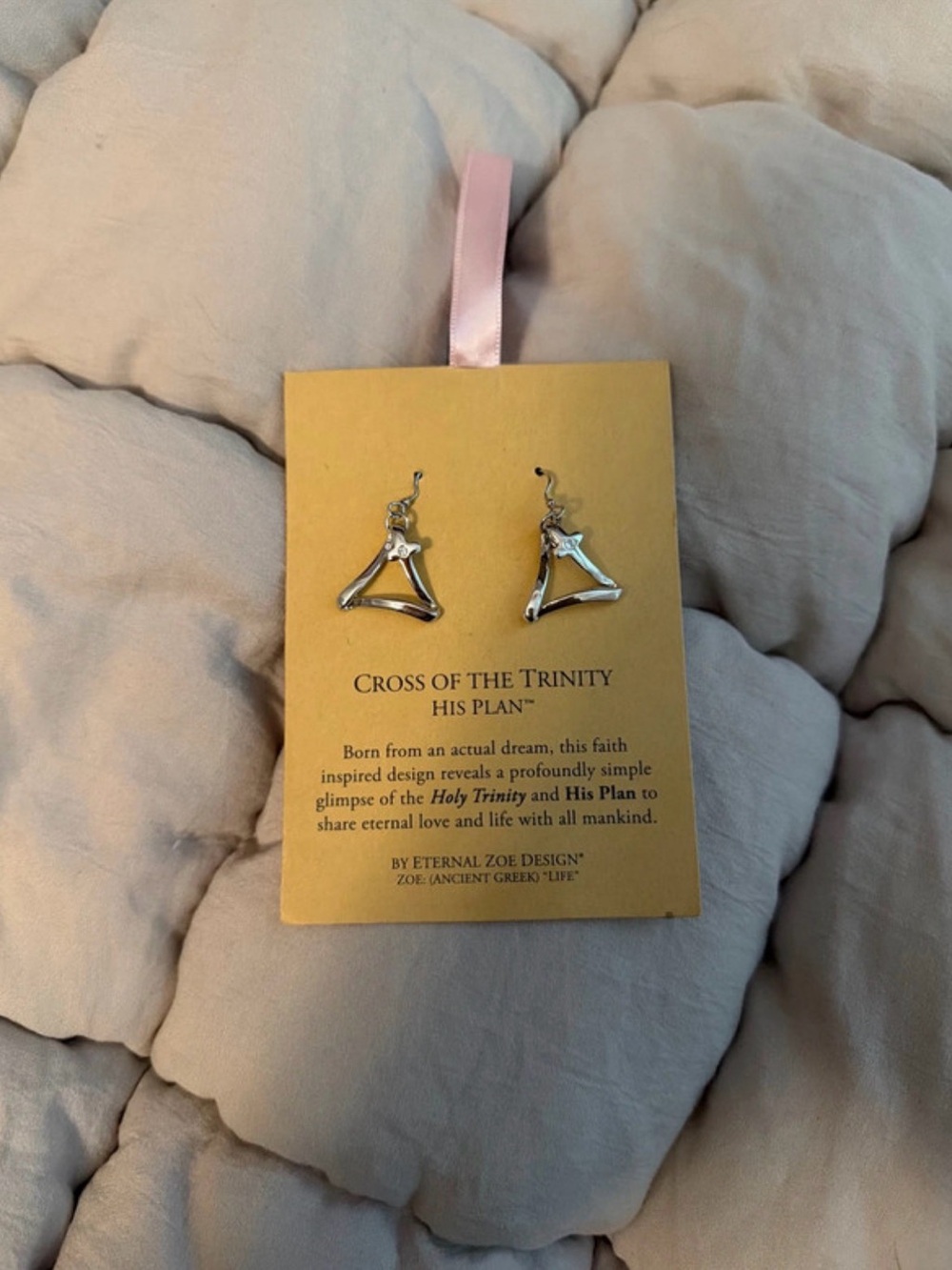 Silver Cross of the Trinity Dangle Earrings - Silver